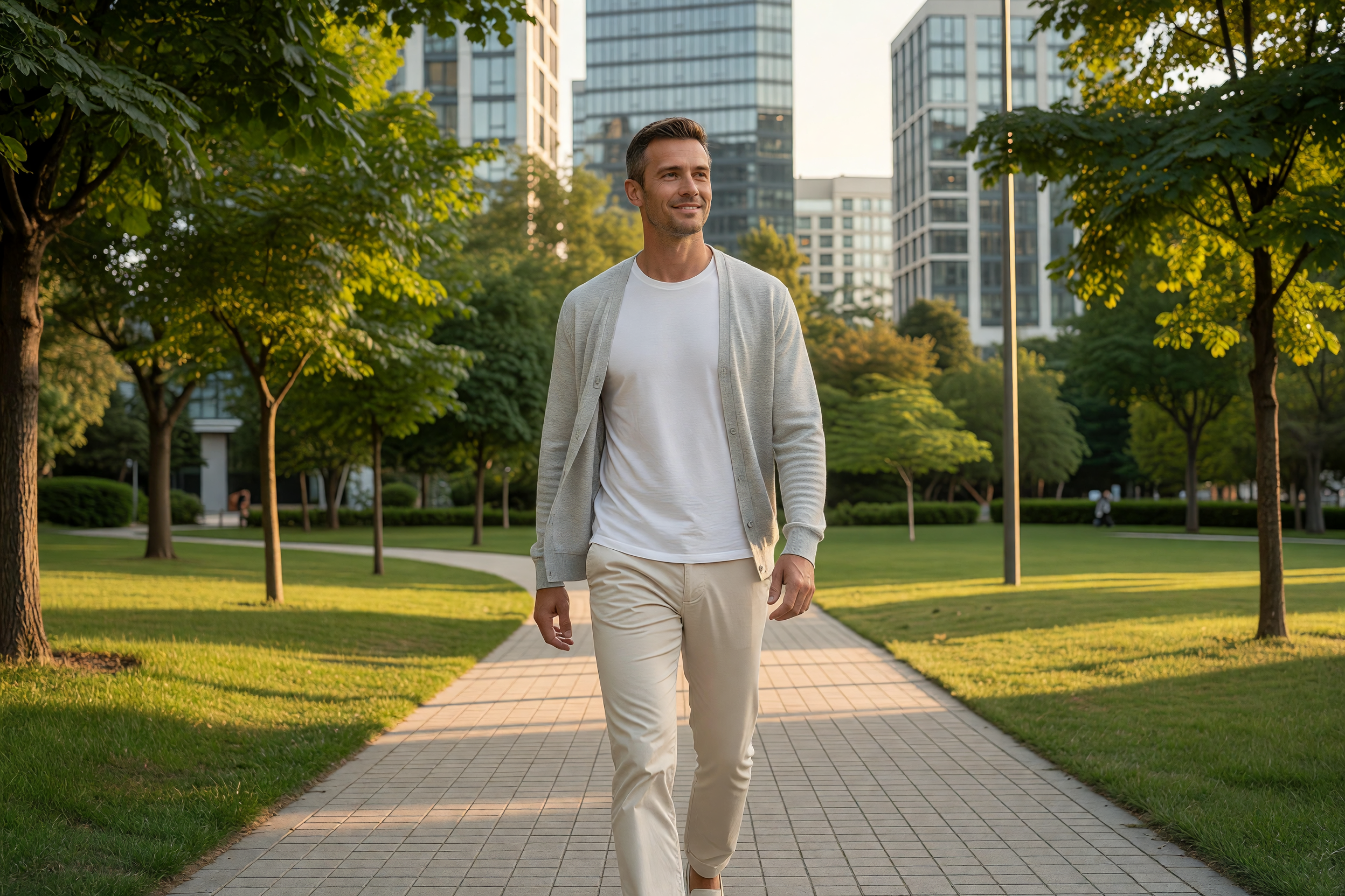 Man urban park walk